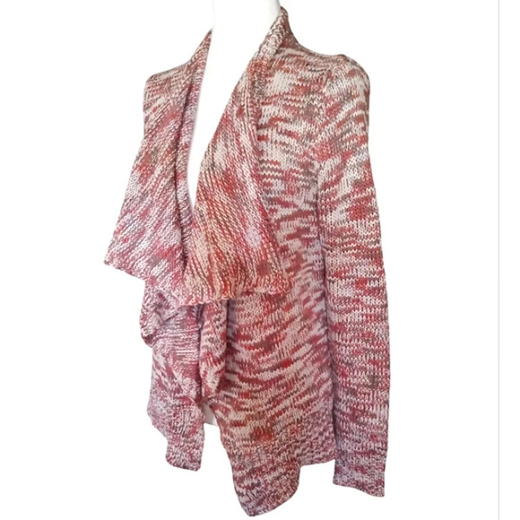 Skies Are Blue Multicolor Drape Front Knit Open Front Cardigan Size Medium - Picture 3 of 8